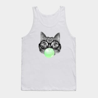 Cat and green bubble gum Tank Top